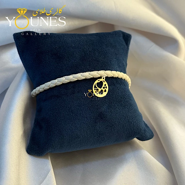 دستبند چرم قلب قلبی لیزری طلا